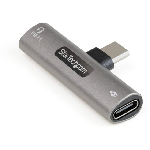 StarTech USB-C Adapter with 60W PD, audio out, and data transfer, ideal for charging and listening simultaneously.