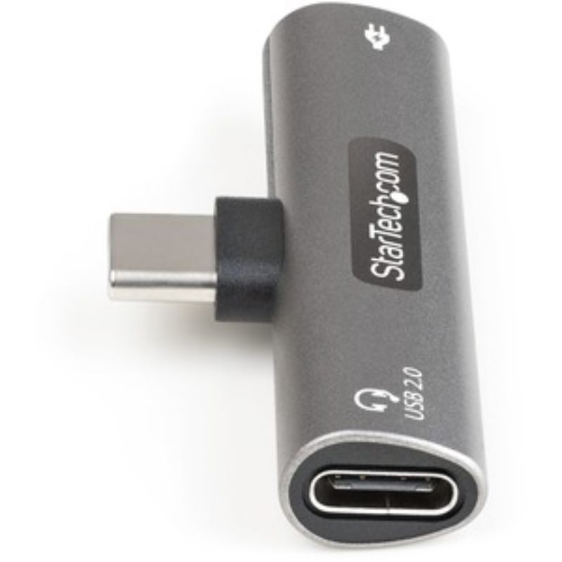 StarTech USB-C Audio & Charging Adapter with 60W Power Delivery for simultaneous audio and charging. Compact design.