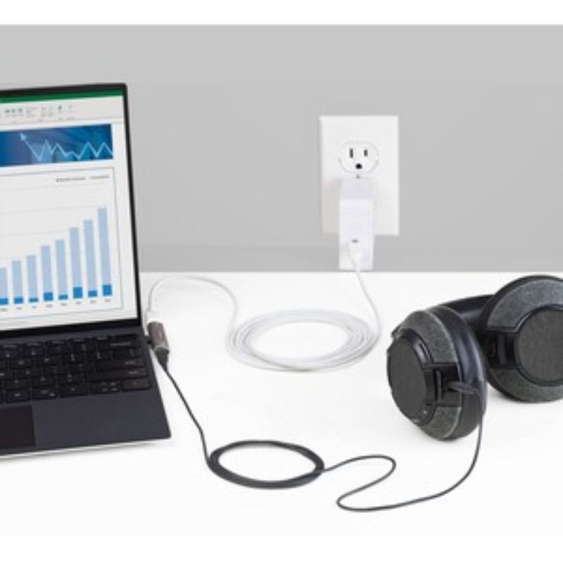 StarTech USB-C Audio & Charging Adapter for simultaneous high-definition audio and 60W charging; compact, sleek design.