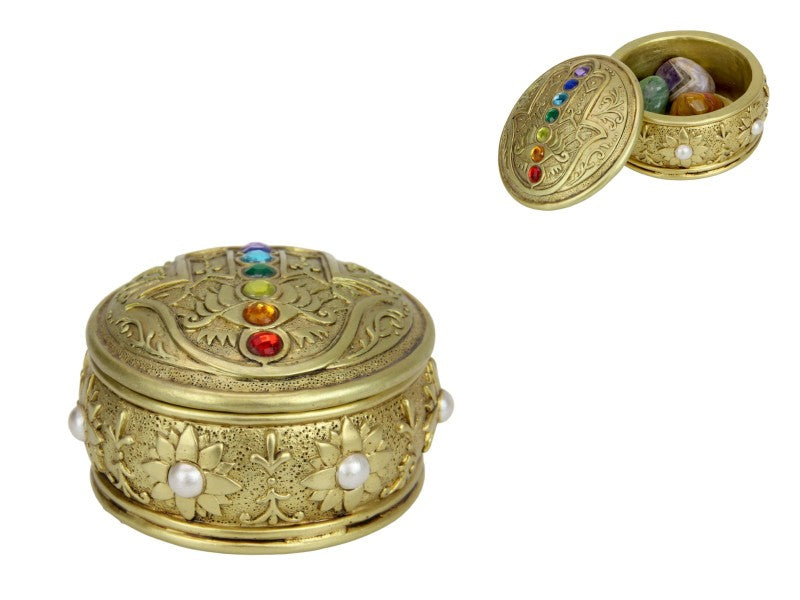 9.5cm Hamsa Gold Resin Box - Set of 2
