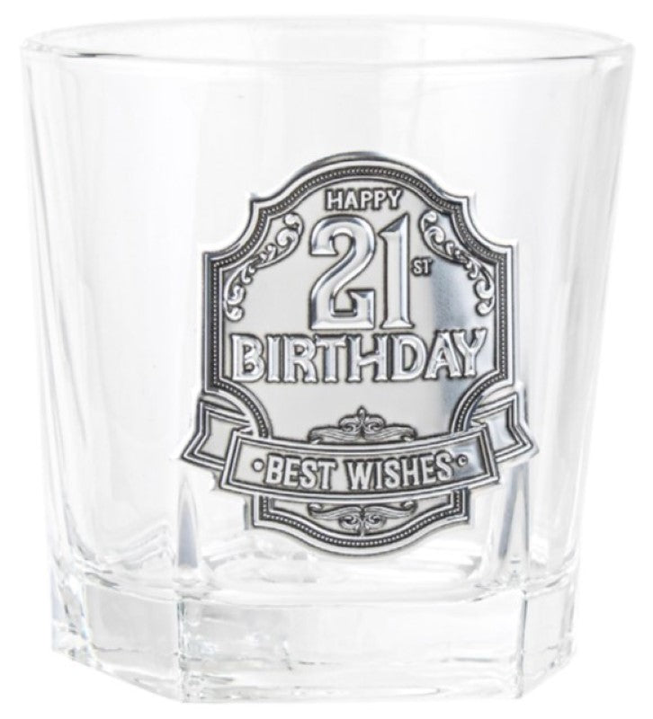 21st Spirit Glass - Engravable Pewter Badge (210ml)