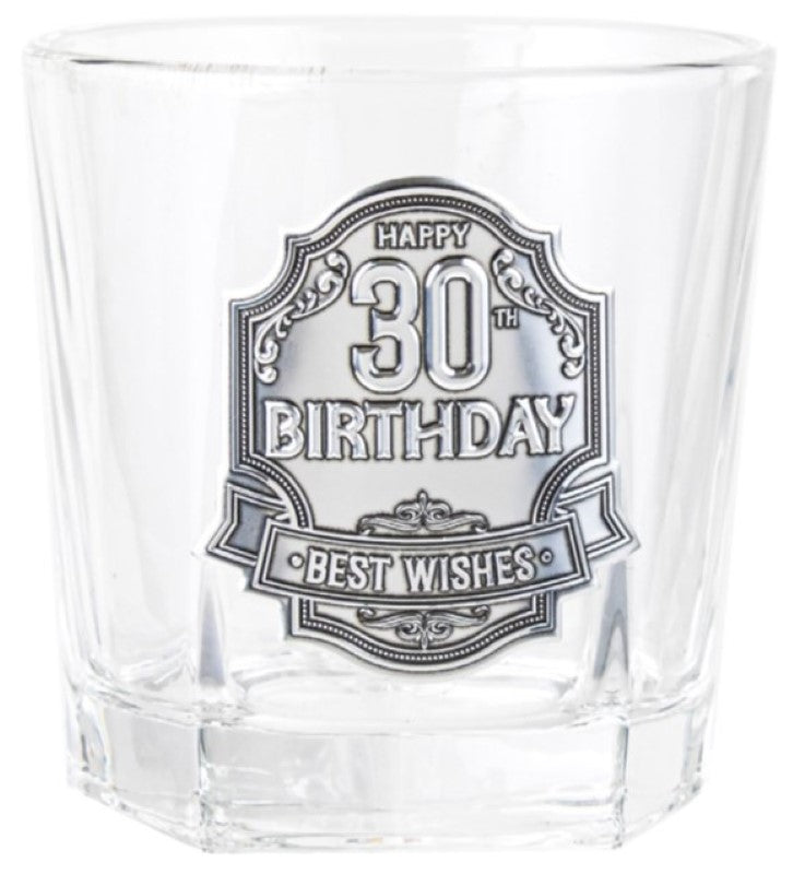 30th Spirit Glass - Engravable Pewter Badge (210ml)
