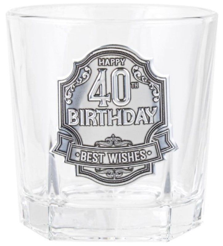 40th Spirit Glass - Engravable Pewter Badge (210ml)