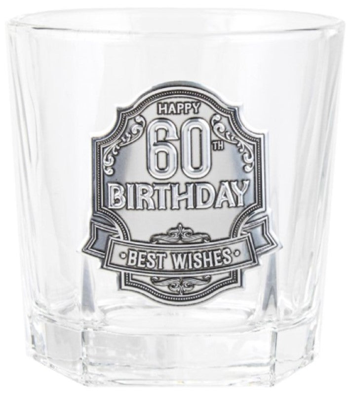 60th Spirit Glass - Engravable Pewter Badge (210ml)