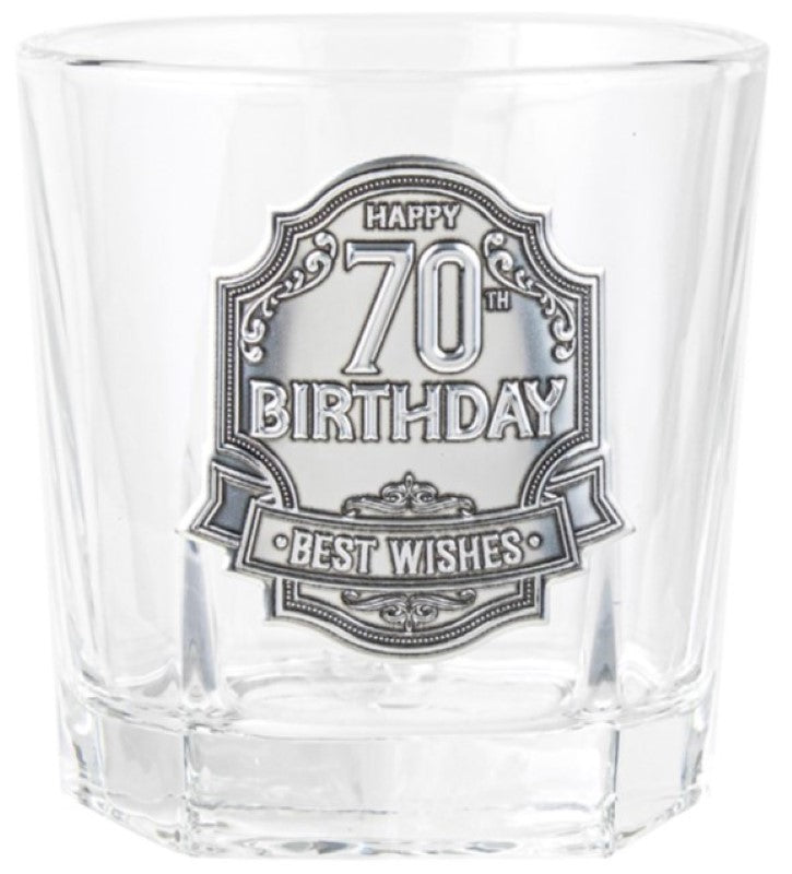 70th Spirit Glass - Engravable Pewter Badge (210ml)