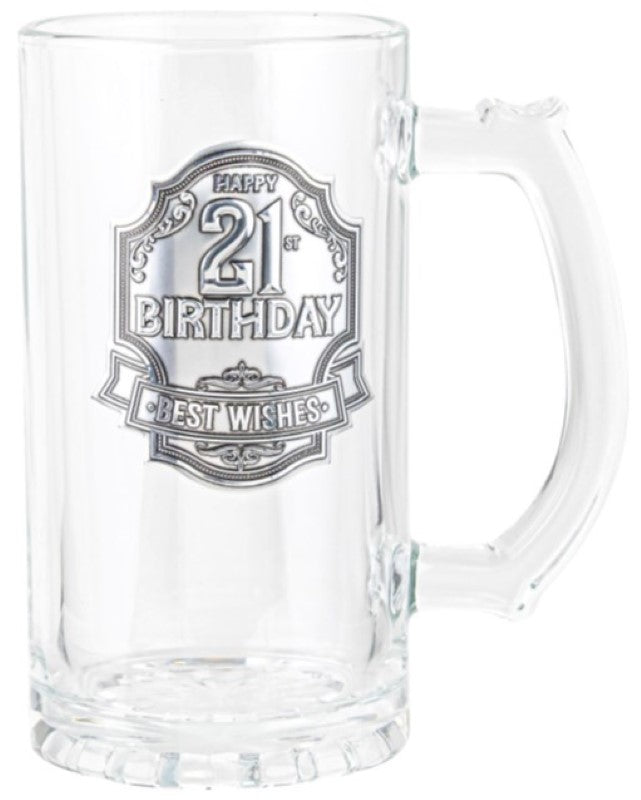 21st Tankard - Engravable Pewter Badge (490ml)