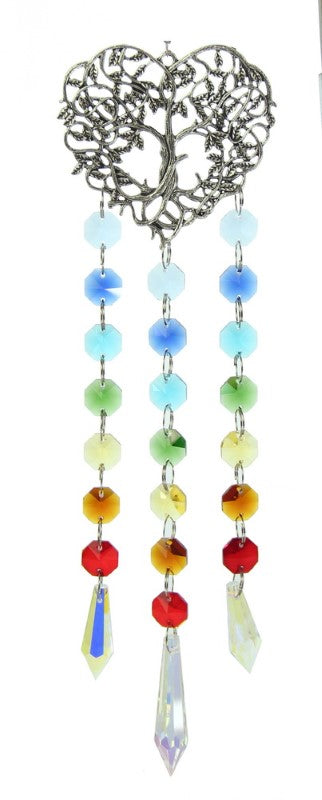 Suncatcher - Heart Tree With Rainbow Drops - HEART - Set of 2