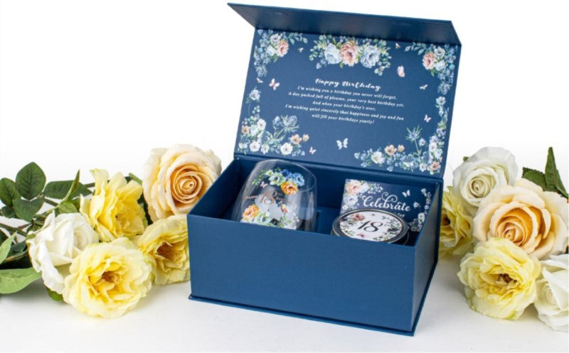 18th Stemless Glass - Dancing Roses & Vanilla Candle Gif (520ml)