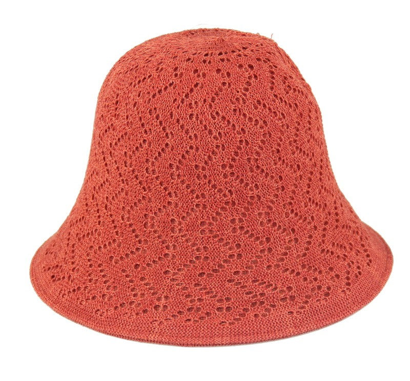 Hat - Lace/Plain Reversable Bucket - RUST - Set of 2