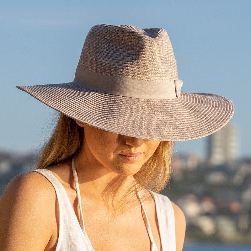 Hat - Fiona Wide Brim Fedora - HAT BD496 SANDSTONE