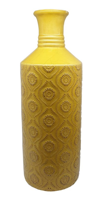Vase - Tall Cylindrical Vase - MUSTARD