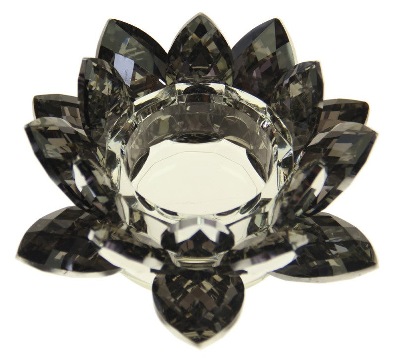 Crystal Tealight Holder - SMALL GREY