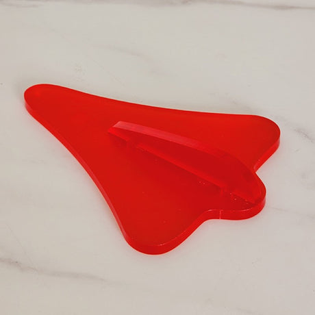 Vibrant red jet plane wall art in satin acrylic, perfect for kids' rooms and stylish living spaces.