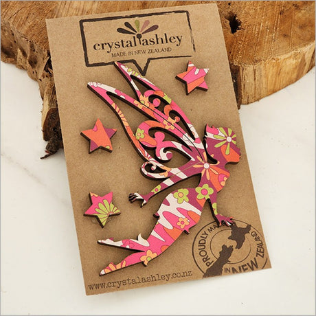 Charming mini textured wall art featuring retro floral pink fairy design, perfect for nursery and bedroom decor.
