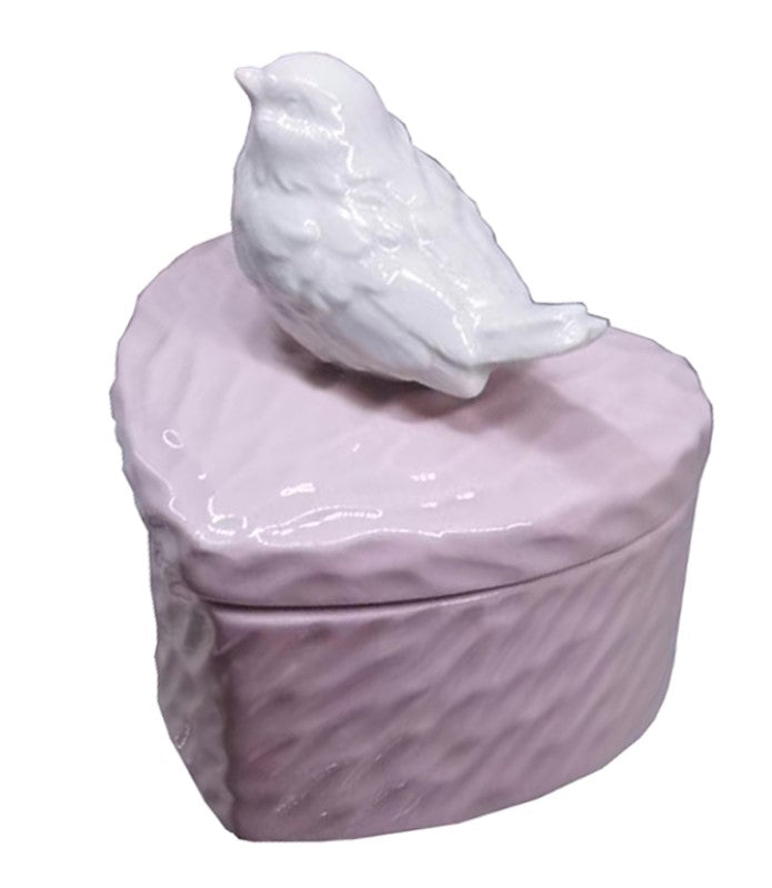 Heart Trinket With Bird - PINK - Set of 2