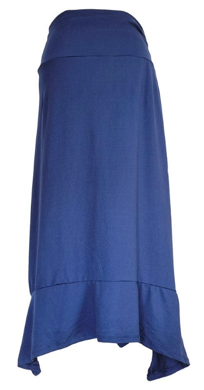 Bias Cut Stretch Waist Skirt - NAVY