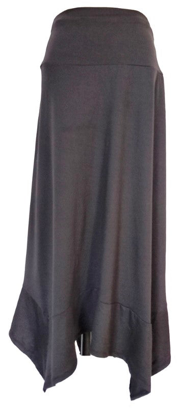 Bias Cut Stretch Waist Skirt - BLACK