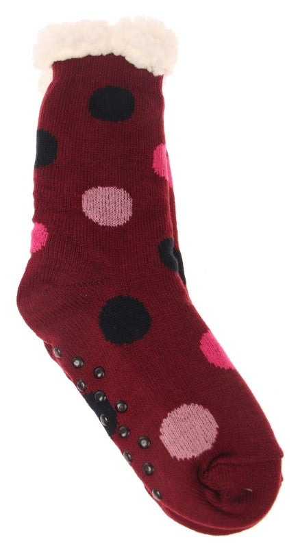 Spots Fleece Socks - SPOTS - Set of 2 WINE SPOTS