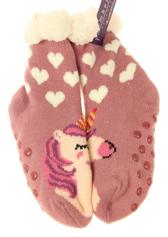 Kids Unicorn Fleece Socks - LARGE - Set of 2