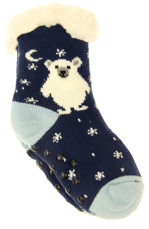 Kids Polar Bear Fleece Socks - MEDIUM - Set of 2