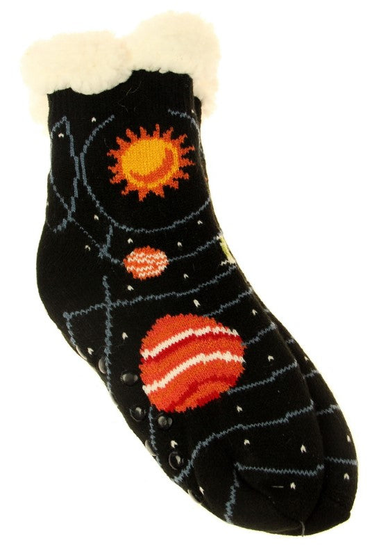 Kids Solar System Fleece Socks - LARGE - Set of 2