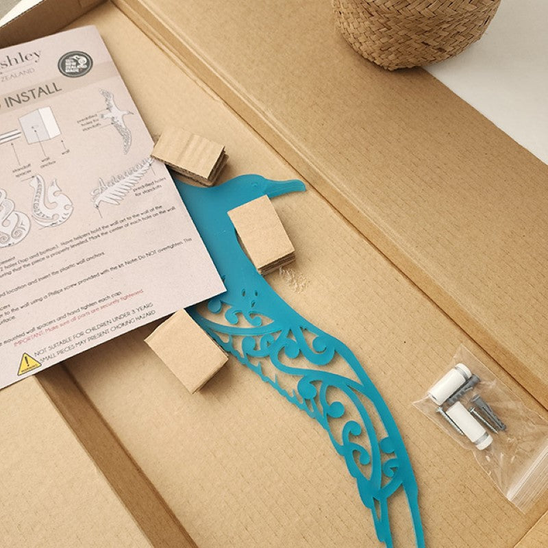 Large teal albatross wall art in satin acrylic, perfect for enhancing modern home or office decor.