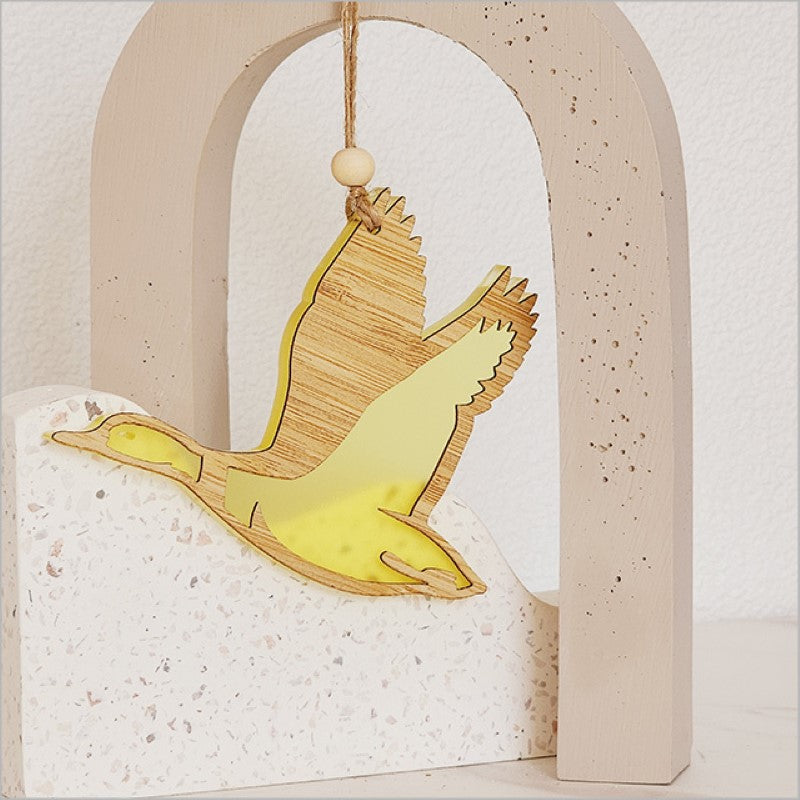 Charming yellow satin acrylic duck hanging ornament; perfect for home decor, kids' rooms, or thoughtful gifts.