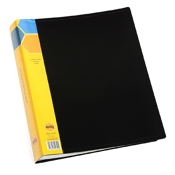 A4 display book with 60 clear pockets and customizable spine, perfect for organizing and showcasing documents.