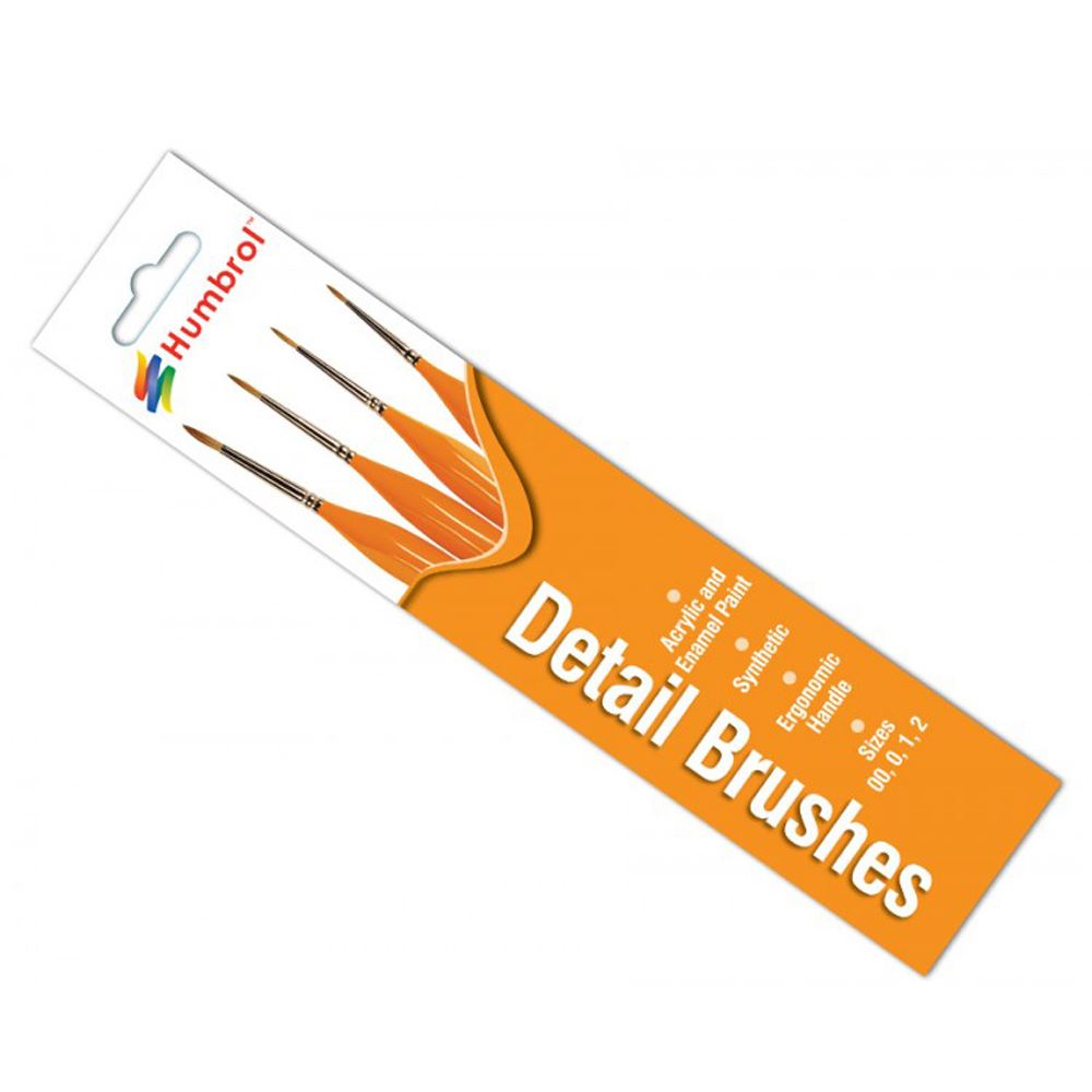 Humbrol Sable Detail Brush Pack (4) featuring premium brushes for fine detailing in painting, model making, and crafts.
