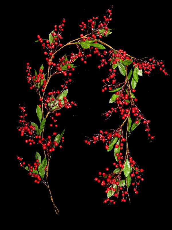 Artificial Garland - Rose Hip Berry with Leaves (6')