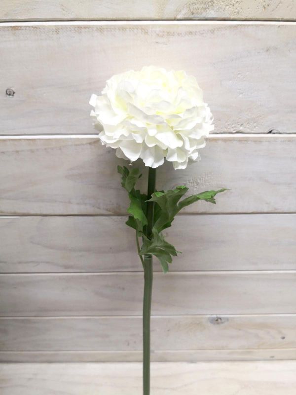 Artificial Flower Stem - Single Ranunclutus (White)