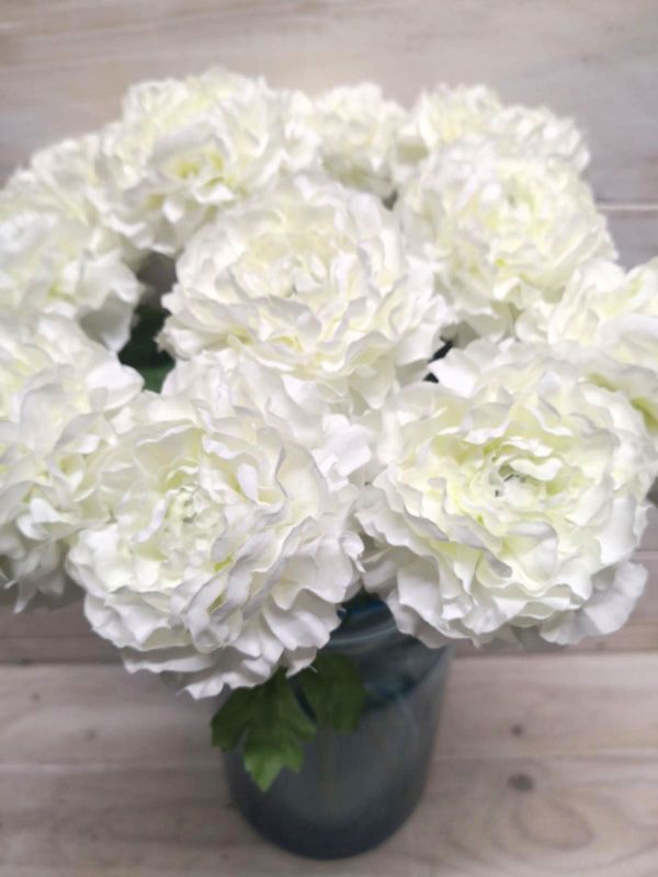 Artificial Flower Stem - Single Ranunclutus (White)