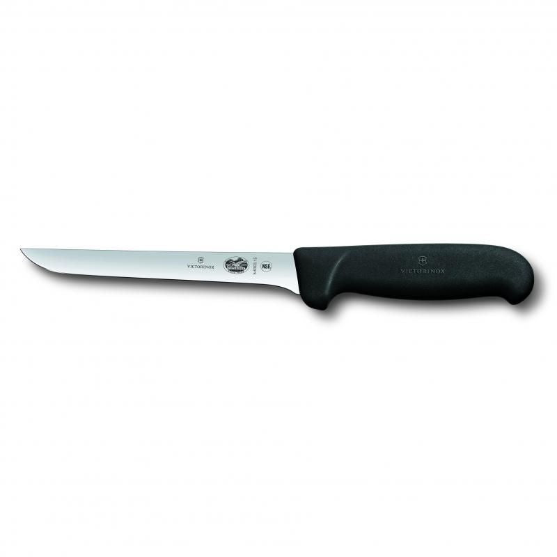 Boning Knife - Victorinox Straight Wide Blade Fibrox Black (15cm)