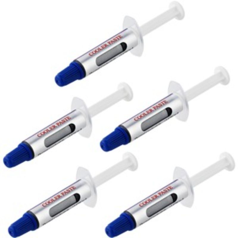 High-performance thermal grease 5-pack syringe for CPUs/GPUs, 3.07W/m·K, ideal for effective heat dissipation.