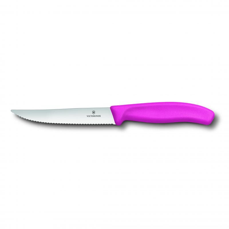 Steak & Pizza Knife - Victorinox Classic Wide Blade Wavy Edge Pink (12cm)