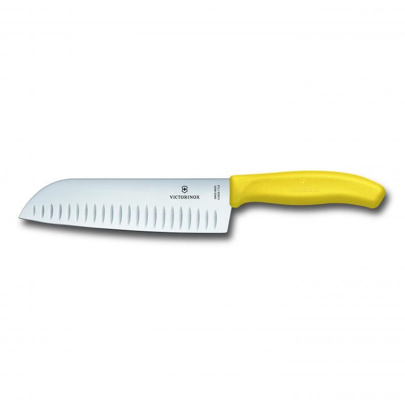 Santoku Knife - Victorinox Swiss Classic Fluted Edge Yellow (17cm)