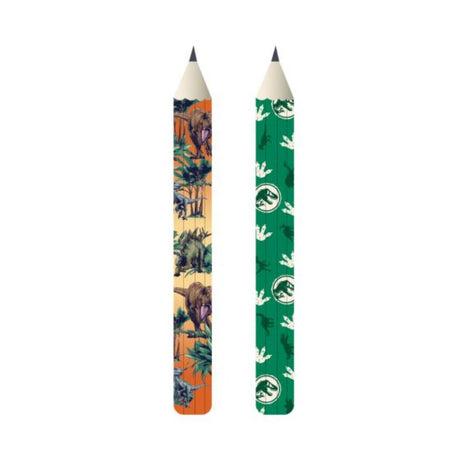 Set of 6 dinosaur-themed pencils with vibrant colors and ergonomic design for kids' creativity and comfort.