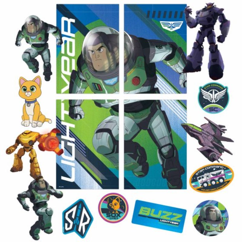 Buzz Lightyear Scene Setters & Props: 4 large backdrops and 12 cardboard props for epic birthday adventures.