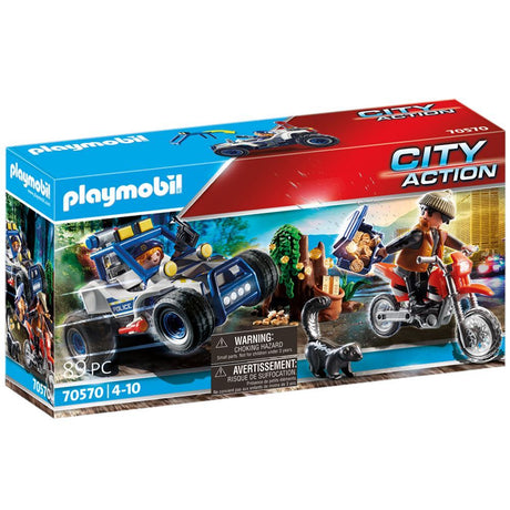 Playmobil Off-road Car set with police officer, jewel thief, motocross bike, and accessories for adventurous play.