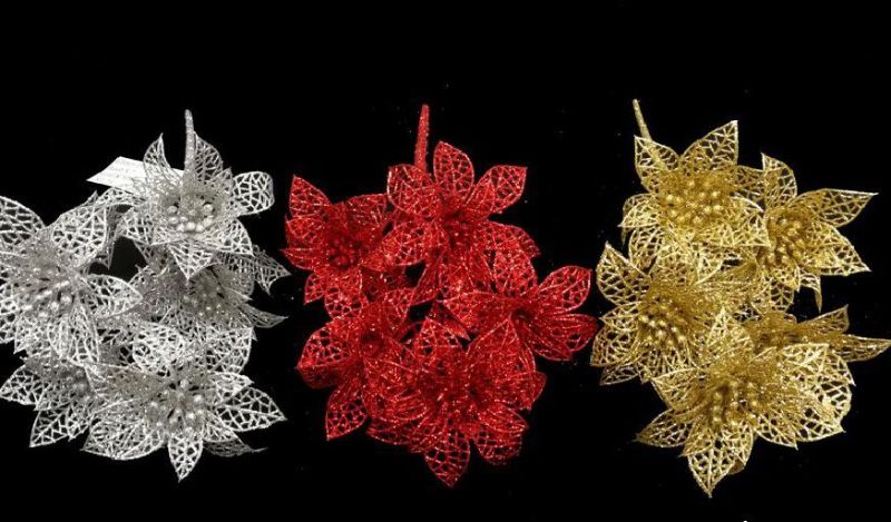 Artificial Poinsettia Bush (Silver)