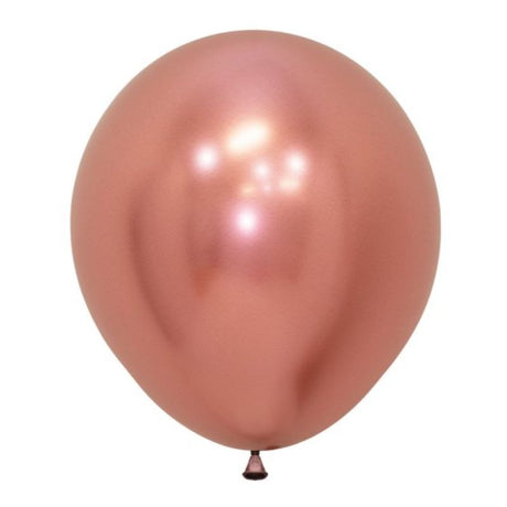 Pack of 6 Sempertex 45cm rose gold metallic latex balloons, perfect for chic celebrations and stunning decorations.