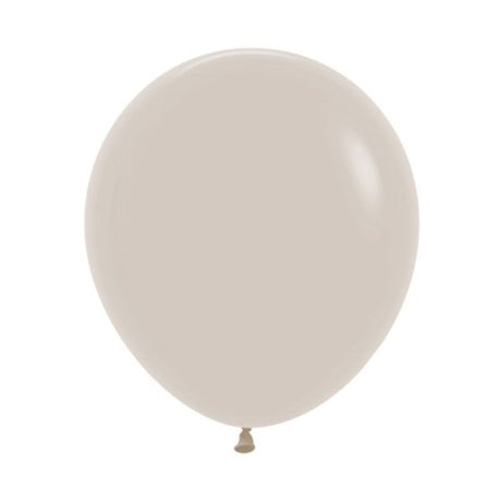 Pack of 6 Sempertex 45cm White Sand Latex Balloons, elegant for any celebration, eco-friendly and designed to float.