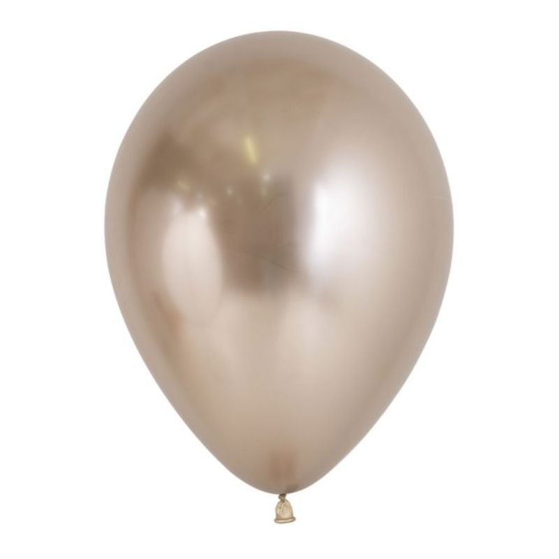 Pack of 50 Sempertex 30cm metallic reflex champagne latex balloons, perfect for elegant party decorations.