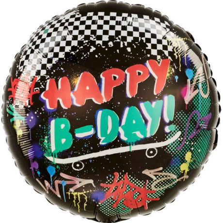 45cm vibrant skater birthday foil balloon, perfect for festive celebrations and party decor.