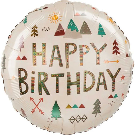 Vibrant 45cm foil balloon with wilderness designs, perfect for birthday celebrations and party decorations.