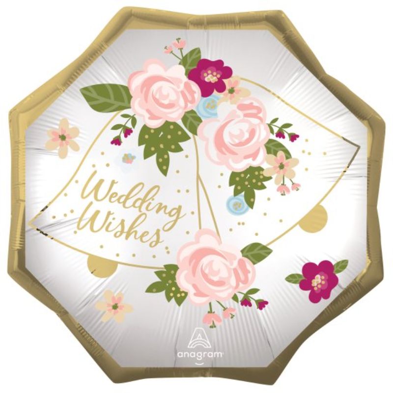 SuperShape Wedding Wishes Bells: 55cm foil balloon for elegant wedding décor, symbolizing love and joy.