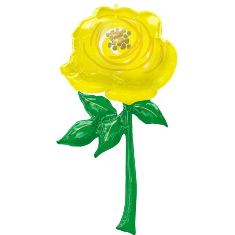 Giant yellow flower foil balloon, 76cm x 139cm, perfect for celebrations and cheerful home decor.