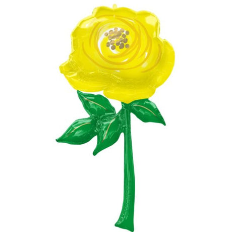 Giant yellow flower foil balloon, 76cm x 139cm, perfect for celebrations and cheerful home decor.