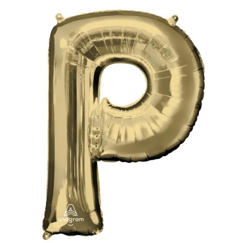 SuperShape Letter P in white gold, 86cm self-sealing foil balloon for elegant party decor and celebrations.