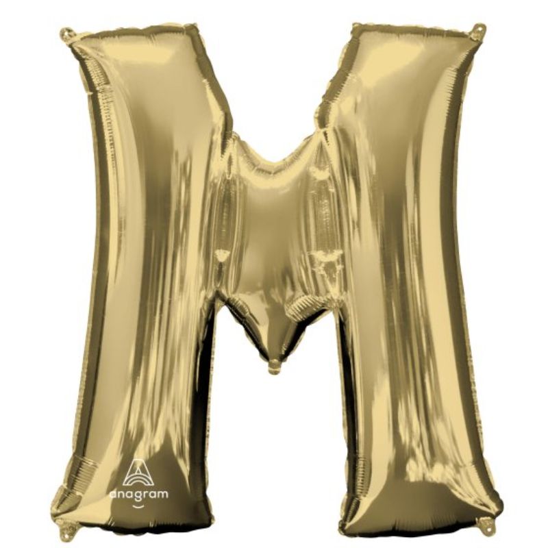 SuperShape Letter M balloon in white gold, 86cm, ideal for celebrations and event décor.